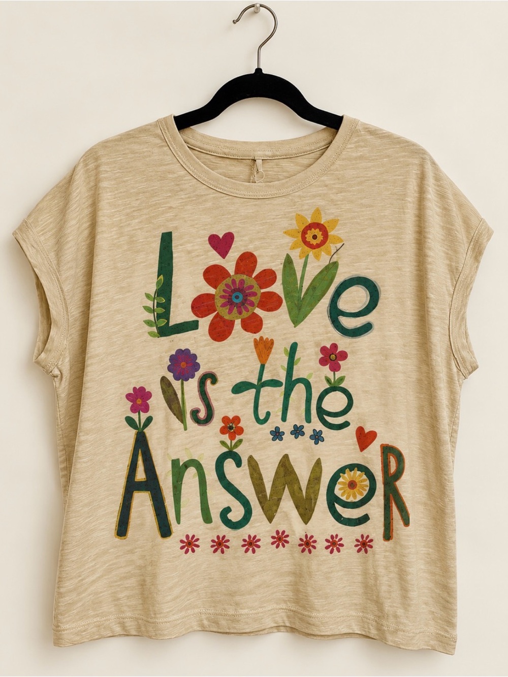 NWT Natural Life Women’s T-Shirt Love Is The Answer, Size M